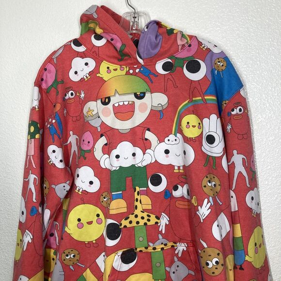 J Balvin FriendsWithYou Hoodie Mens Large Red All Over Graphic Pullover - Picture 2 of 14